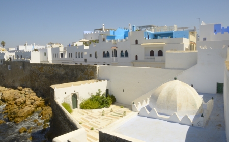 The colors  Blue and white  of the old Medina of Asilah, a fortified town on the northwest of Morocco, Africa の写真素材