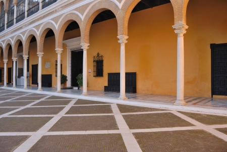 Patio in the Alcazar of Seville, Andalusia, Spainの写真素材