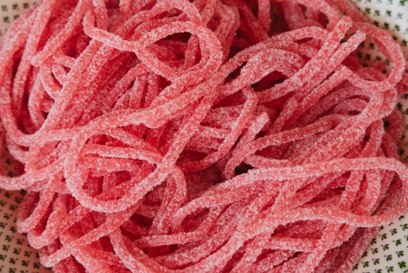 A plate with colorful candyの写真素材