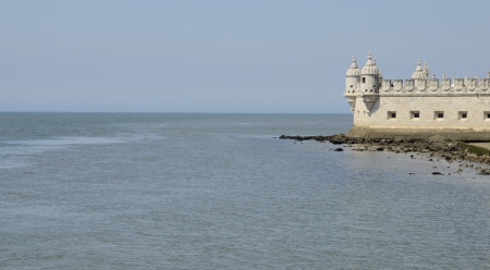Belem Tower, a fortified tower in Lisbon, Portugal の写真素材