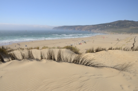 Guincho beach is a popular Atlantic beach located on Portugalの写真素材