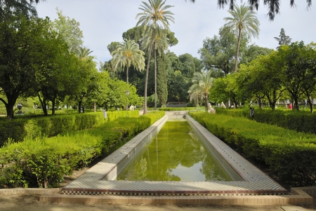 Ponds in Maria Luisa Park, located in Seville  Spain   It is the public garden or park of the cityの写真素材