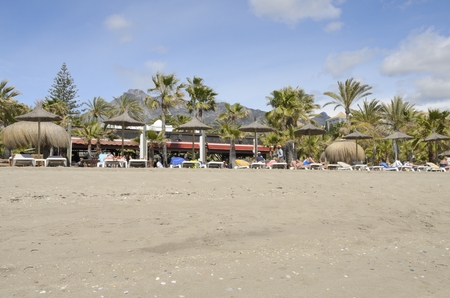 Bar beach in Marbella, a city located in the Mediterranean coast, Andalusia, Spainのeditorial素材
