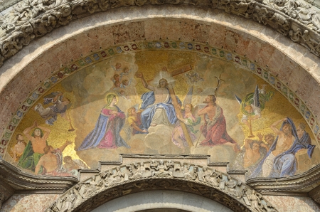 Mosaic in  the main facade of Basilica of Saint Mark in Venice, Italy.
のeditorial素材