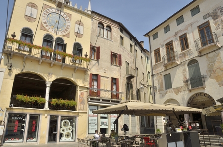 Plaza in the beautiful town of Bassano del Grappa, Northern Italyのeditorial素材