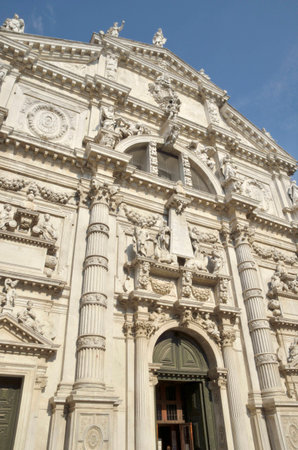 Church of Saint  Moises, near Saint Mark square in Venice, Italyの写真素材