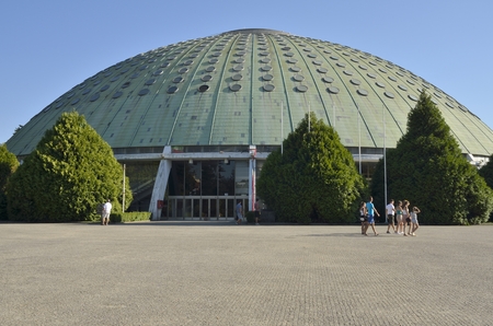 Some people in front of the Crystal palace in Porto, Portugalのeditorial素材