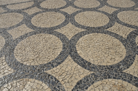 Typical portuguese pavement in Porto, Portugalの写真素材
