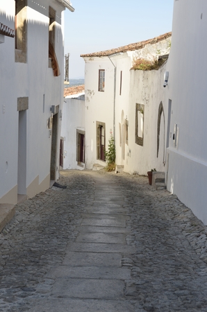 White alley in the medieval village of Marvao, Portugal