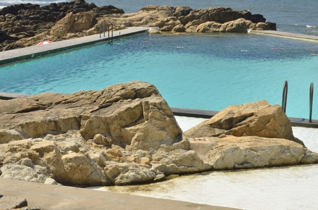 Natural swimming pools on the beach of Leca da Palmeira which is located north of the city of Matosinhos, in the district of Porto, Portugal.のeditorial素材