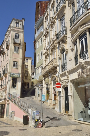 Lovely place in the streets of the old city  of Coimbra, Portugalのeditorial素材