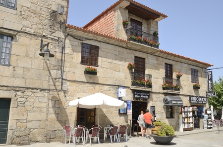 Bar in traditional building in Cambados, a town of the province of Pontevedra in Galicia, Spain.のeditorial素材