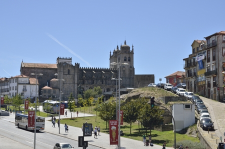 The Cathedral located in the historic center of the city, in the upper part of the Batalha neighborhood in Porto, Portugalのeditorial素材