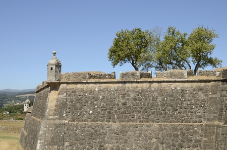 Walls of the fort of Valenca do Minho in Portugal.の写真素材