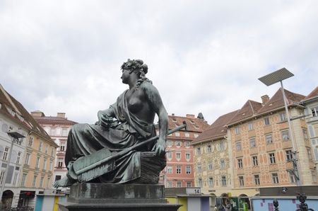 Bronze sculpture in the Main Square  of Graz,  the capital of federal state of Styria, Austria.のeditorial素材