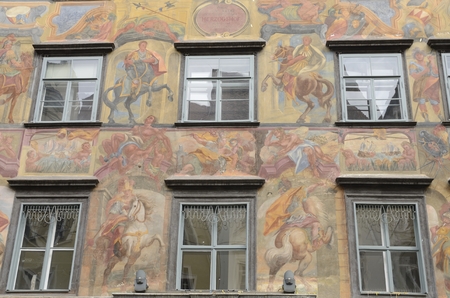 Facade painting at the Herrengasse  street in Graz, the capital of federal state of Styria, Austria.のeditorial素材