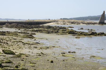 Remains of Tower and narrow bridge  in Cambados, Pontevedra, Galicia, Spainのeditorial素材