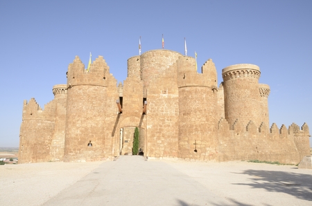 Medieval  castle on the hill in the village of Belmonte, province of Cuenca, Spain.のeditorial素材