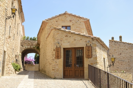 Exterior of studio in the medieval village of Pals, located in the middle of the Emporda region of Girona, Catalonia, Spain.のeditorial素材