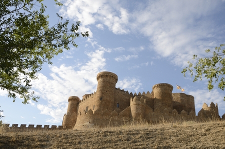Medieval  castle on the hill in the village of Belmonte, province of Cuenca, Spain.のeditorial素材