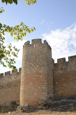 Watchtower in the fort around the medieval  castle in the village of Belmonte, province of Cuenca, Spain.のeditorial素材