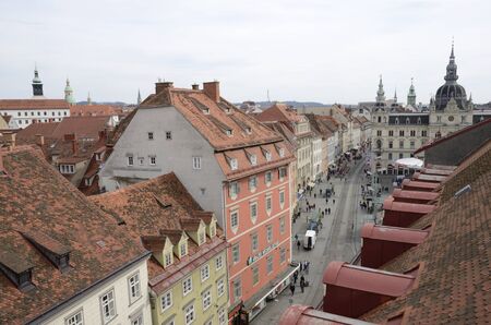 Street view from the top of the Kastner and Ohler warehouses  in Graz, the capital of federal state...