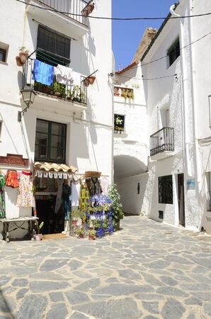 Exterior stall of store in picturesque place of Cadaques, a town  in the province of Girona, Catalonia, Spain.のeditorial素材