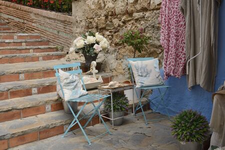 Marbella, Spain - August 12, 2019: PIcturesque exterior place in the old town of Marbella, a city of the province of Malaga, Andalusia, Spain.のeditorial素材