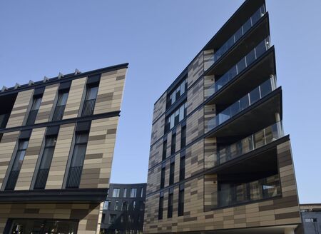 Leuven, Belgium - April 1, 2019: Modern buildings at the old town of Leuven, Belgium.