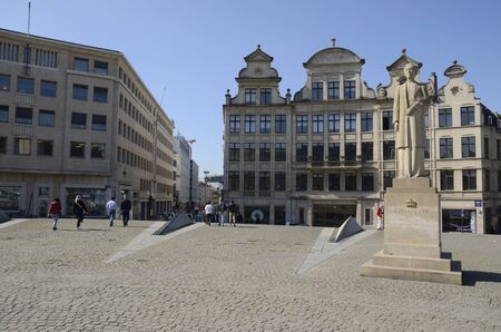 Brussels, Belgium - March 29, 2019: Statue of Elizabeth queen at Albertine square in Brussels, Belgium.のeditorial素材