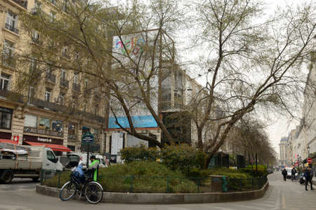 Paris, France - March 4, 2022: Square in the second district in Paris, France.のeditorial素材