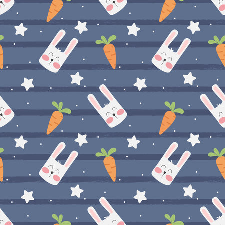Vector rebbit and carrot cartoon cute seamless pattern background.のイラスト素材
