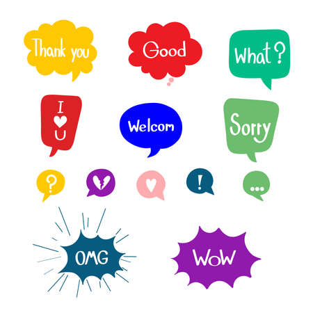Vector hand drawn speech bubble  colorful set.のイラスト素材