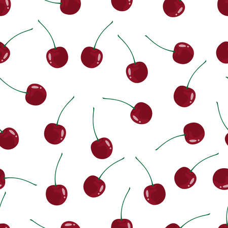 Vector illustration seamless pattern with cherry background.のイラスト素材