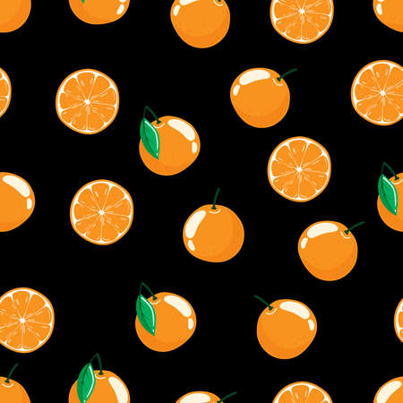Vector illustration seamless pattern with orange background.Fruit background.のイラスト素材