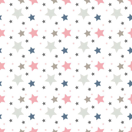 Vector cute kids stars seamless pattern background.のイラスト素材