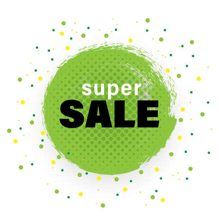 Vector hand drawn paint circle.Super sale banner round shape.のイラスト素材