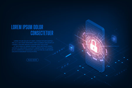 <p>Cyber security concept. Data protection and privacy. Vector illustration.</p>のイラスト素材