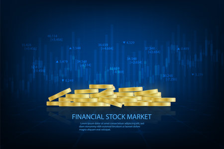 Financial stock market background with gold coins. Vector illustration. Eps 10のイラスト素材