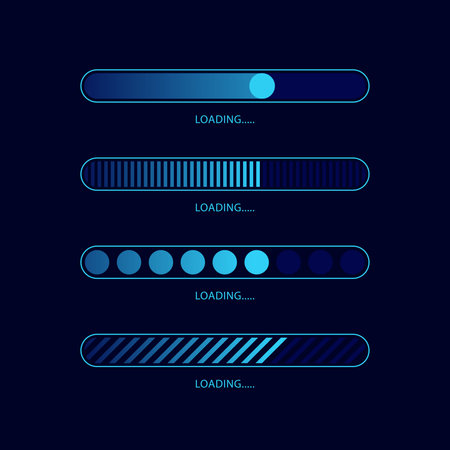 Vector set futuristic loading bar.