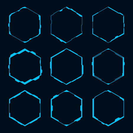 Vector HUD technology futuristic hexagon frame element.のイラスト素材