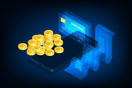 Vector abstract technology security internet banking concept. Wallet with mobile phone.のイラスト素材