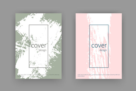 Vector modern cover book, flyer pastel color brush design minimal template.のイラスト素材