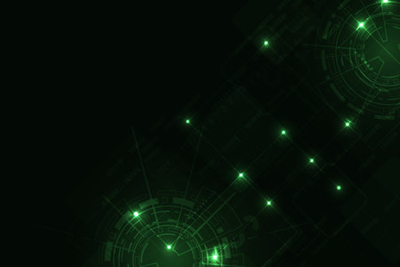 Vector abstract futuristic technology modern with green light background.のイラスト素材