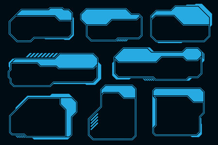 Vector futuristic frame set, HUD technology cyberpunk design element. Technology element.のイラスト素材
