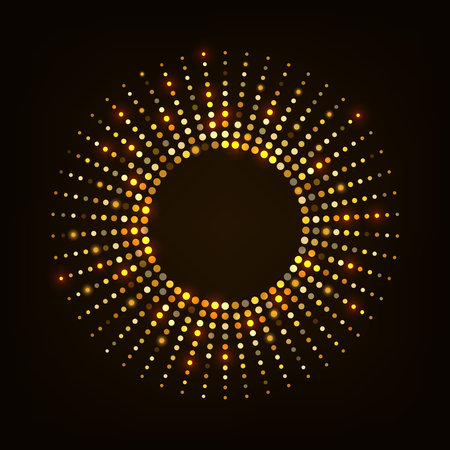 Abstract gold glowing halftone dotted background. Gold glitter pattern.のイラスト素材