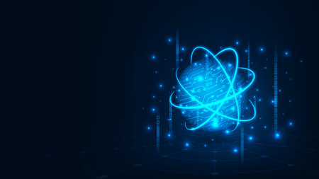 Digital communication concept, cyber world network Futuristic blue light backgroundのイラスト素材