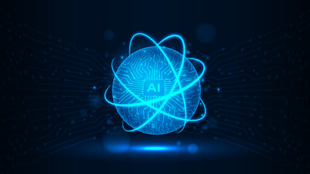 Abstract artificial intelligence global network connection. Digital technology lline circuit of globalのイラスト素材