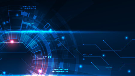 Abstract futuristic electronic circuit blue light technology backgroundのイラスト素材