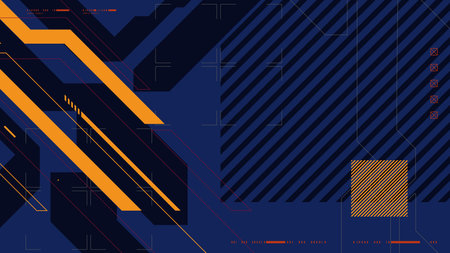 Abstract geometric shape futuristic banner on black background cyberpunk styleのイラスト素材